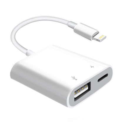 Picture of [Apple MFi Certified] Lightning to USB Camera Adapter with Charging Port for iPhone, USB 3.0 Female OTG Cable for iPad to Connect Card Reader USB Flash Drive U Disk Keyboard Mouse Hubs Midi