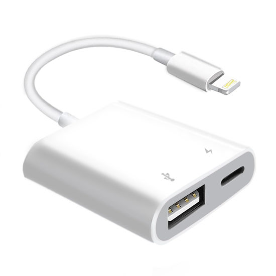 Picture of [Apple MFi Certified] Lightning to USB Camera Adapter with Charging Port for iPhone, USB 3.0 Female OTG Cable for iPad to Connect Card Reader USB Flash Drive U Disk Keyboard Mouse Hubs Midi