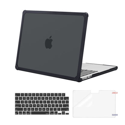 Picture of MOSISO Compatible with MacBook Air 13 inch Case 2025 2024 2023 2022 M3 A3113 M2 A2681,Anti-Cracking Heavy Duty TPU Bumper Plastic Hard Case&Keyboard Skin&Screen Film for MacBook Air 13.6, Black