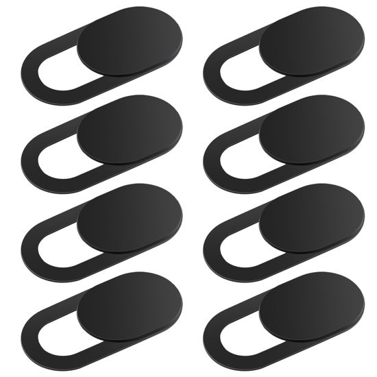 Picture of AOZUO Thin Webcam Cover Slide, 8PCS Phone Camera Cover Laptop Camera Blocker Slider Strong Adhesive Protect Privacy Security Compatible with Tablet Desktop PC Smartphones(Black)