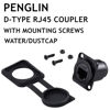 Picture of PENGLIN 2PCS RJ45 Panel Mount Coupler, Shielded D-Type RJ45 Connector, CAT6/CAT5E/CAT5 Female to Female LAN Network Bulkhead Pass Through Socket