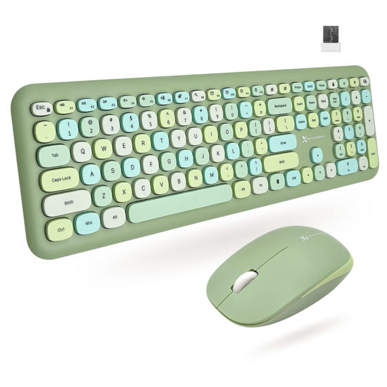 Picture of X9 Green Keyboard and Mouse Combo - 2.4G Wireless Connectivity - Transform Your Space with a Cute Wireless Keyboard and Mouse Retro Set - Colorful Keyboard and Mouse - Aesthetic Keyboard