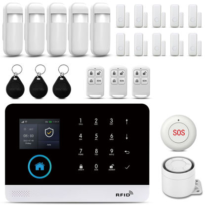 Picture of PGST Wireless Alarm System for Home Security,Home Alarm System 24-Piece Kit,with Phone APP Alert (Door Sensor,Siren, Remote, Motion Detector) for Home,Apartment, Work with Alexa(103-F)