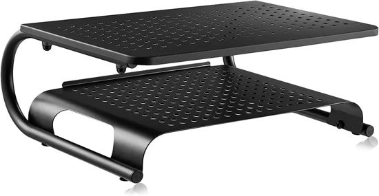Picture of suptek Double-Deck Desk Monitor Stand Riser for Computer,Laptop,Printer, Notebook and All Flat Screen Display with Vented Metal Platform and 4 Inches Height Underneath Storage (MST002)