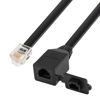 Picture of GINTOOYUN 6P6C Extension Cable with Cap RJ12 Crystal Head Cable Male to Female with Dust Cover Black 35CM