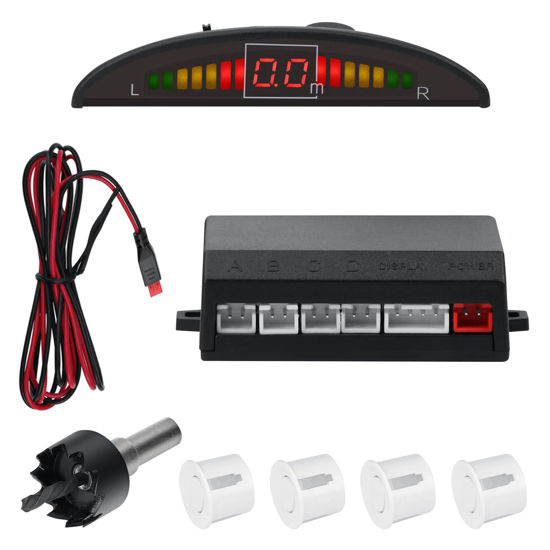 Picture of SANDETOUN Reverse Sensor for Car Parking Sensor Kit Backup Sensor for Car Adjustable Volume Parking Sensor Compact and Easy to Install Affordable Backup Sensor Kit Enhanced Safety for Drivers（White）