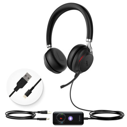Picture of Yealink UH38 Bluetooth USB Wired Headset with Microphone Stereo for PC Computer Headset Telephone Headset Teams Certified with Noise-Canceling with 360° Busylight