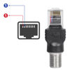 Picture of CERRXIAN 4PCS RF to RJ45 Coaxial Converter RF Female to RJ45 Male Coax Barrel Adapters for Line Tester