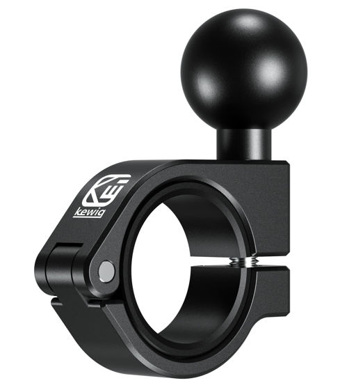 Picture of BRCOVAN Aluminum Alloy Handlebar Clamp Mount Base with 1'' TPU Ball, Fit on 0.875''/1''/1.125''/1.26'' Round Rails, Compatible with RAM Mounts B Size 1'' Ball Double Socket Arm