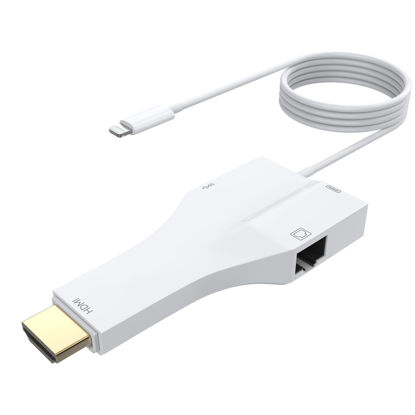 Picture of UPERFECT 4-in-1 Lightning Cable to HDMI, RJ45 Ethernet, USB Adapter - High-Speed Network, HD Video Output, Data Transfer, and Peripheral Connectivity for iPhone & iPad, Mirroring Screen to TV, Monitor