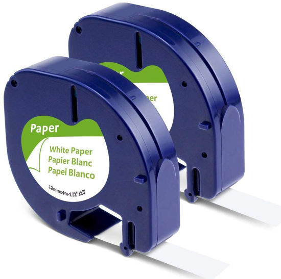 Picture of Aonomi White Paper Tape Replacement for DYMO Letratag Refills White Paper 91330 10697 Label Maker Refills 1/2 x 13 12mm x 4m Compatible with DYMO LetraTag LT-100T Plus LT-100H QX50 Label Maker,2 Pack