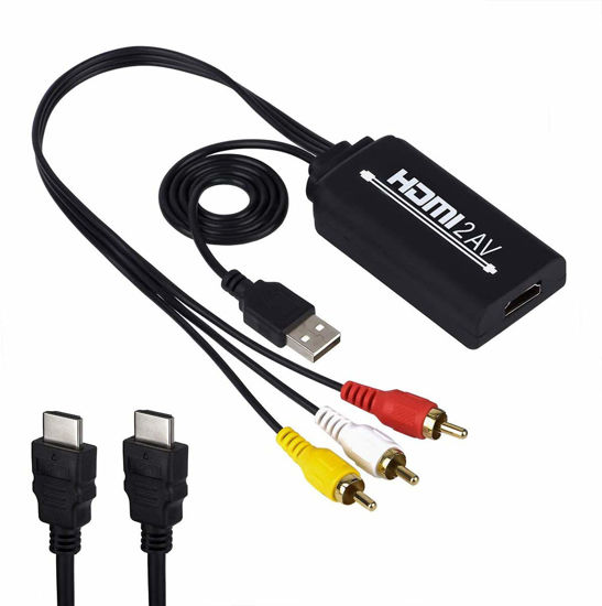 Picture of HDMI to RCA, HDMI to RCA Converter Cable, 1080P HDMI Converter to AV 3RCA CVBs Composite Video Audio Supports TV Stick, Roku, Chromecast, Apple TV, PC, Laptop, Xbox, HDTV, DVD