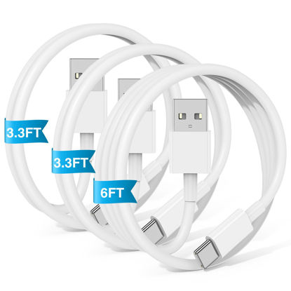 Picture of Car Carplay Cable for iPhone 16 15 Pro Plus Pro Max，3-Pack [3.3FT+3.3FT+6FT] USB A to USB C Cable for iPad Pro/Air/Mini，for Samsung S24/S23/S22，for MacBook Pro/Air and More
