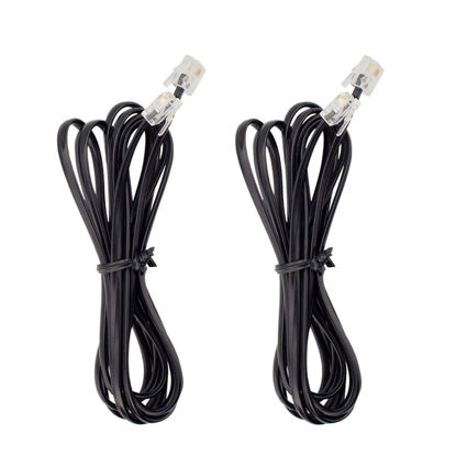Picture of AIMIJIA Phone Cord, 6P4C Black Phone Telephone Extension Cord Cable Line Wire RJ11 6P4C Modular Plug for Landline Telephone Modem Accessory (6ft-2 Pack)
