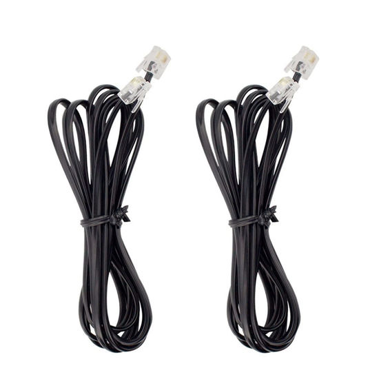 Picture of AIMIJIA Phone Cord, 6P4C Black Phone Telephone Extension Cord Cable Line Wire RJ11 6P4C Modular Plug for Landline Telephone Modem Accessory (6ft-2 Pack)