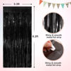 Picture of Black Metallic Tinsel Foil Fringe Curtains, 2 Pack 3.3x8.3 Feet Party Streamer Curtains for Birthday Party Decorations, Halloween Decor, Foil Curtain Backdrop for Bachelorette Party