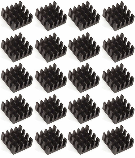 Picture of Easycargo 20pcs 14mm Heatsink 14x14x7mm, Black Anodized Aluminum Heat Sink for Cooling Cooler GPU Chips VRAM VGA VRAM RAM (14mmx14mmx7mm)