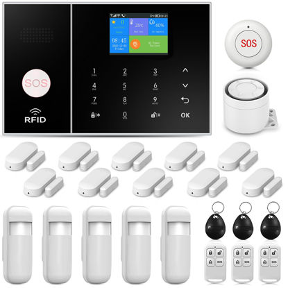 Picture of LWOHSI PG108 Alarm System for Home Security,WiFi+GSM 4G DIY Alarm Kit with Phone APP Alert, Door/Window Sensor, Remote, Work with Alexa and Google for House, Apartment
