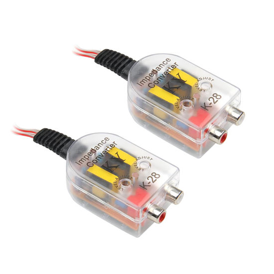 Picture of Crynod 2 PCS Car High Frequency to Low Frequency Output Converter, Speaker Output to RCA Line Control Audio Signal Adapter, CD Player High and Low Modified Audio Wiring, Universal Car (Transparent)