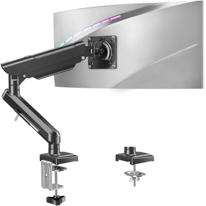 Picture of Single Monitor Mount for 13-32 inch Screen, Monitor Desk Mount Gas Spring Arm, Gaming Monitor Arm Holds 4.4-22 lbs, Home Office VESA Monitor Mount with Clamp & Grommet Base, Freelift Pro Black