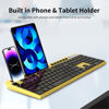 Picture of Wireless Keyboard and Mouse Combo, MARVO 2.4G Ergonomic Wireless Computer Keyboard with Phone Tablet Holder, Silent Mouse with 6 Button, Compatible with MacBook, Windows (Yellow)