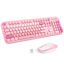 Picture of Wireless Keyboard and Mouse Combo, MOWUX Full Size Typewriter Retro Round Computer Keyboard, Cute Optical Mouse Wireless, Plug and Play, for Laptop, PC, Computer- Pink Heart