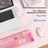 Picture of Wireless Keyboard and Mouse Combo, MOWUX Full Size Typewriter Retro Round Computer Keyboard, Cute Optical Mouse Wireless, Plug and Play, for Laptop, PC, Computer- Pink Heart