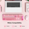 Picture of Wireless Keyboard and Mouse Combo, MOWUX Full Size Typewriter Retro Round Computer Keyboard, Cute Optical Mouse Wireless, Plug and Play, for Laptop, PC, Computer- Pink Heart