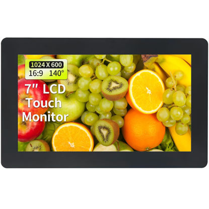 Picture of Qcvoruno 7 inch Touch Security Monitor & Displays, HD/BNC/AV/VGA/USB Input, 1024 * 600 Resolution, Built-in Dual Speakers Portable LCD Touch Monitor, Suitable for Game PC DVD DSLR CCTV