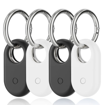 Picture of SPOMOX for Samsung SmartTag2 Case, [4 Pack] Silicone Holder for Galaxy Smart tag 2 Keychain Full Body Shockproof, Anti-Scratch for Backpacks, Car Keys, Dog Collars, 2Black/2White