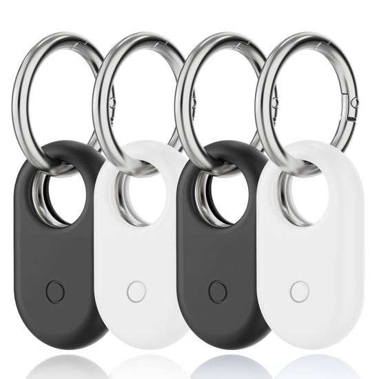 Picture of SPOMOX for Samsung SmartTag2 Case, [4 Pack] Silicone Holder for Galaxy Smart tag 2 Keychain Full Body Shockproof, Anti-Scratch for Backpacks, Car Keys, Dog Collars, 2Black/2White