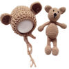 Picture of Ederafoto Newborn Photography Props Bear Hat Baby Photoshoots Outfits Photo Posing Crochet Bear Doll Knit Toy Accessories (Khaki)