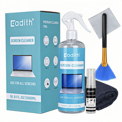 Picture of 17.9 OZ Screen Cleaner Spray Cadith Touchscreen Cleaning Kit for TV Screen, Computer, Laptop, Phone, Ipad - Electronic Cleaner with Blush