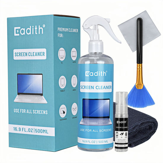Picture of 17.9 OZ Screen Cleaner Spray Cadith Touchscreen Cleaning Kit for TV Screen, Computer, Laptop, Phone, Ipad - Electronic Cleaner with Blush