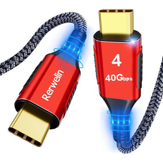 Picture of Rerwelin 5 FT for Thunderbolt 4 Cable 240W, 40Gbps USB 4 Cable with PD 3.1, 8K@60Hz, 4K@144Hz USB C Cable for iPhone 16/15, Thunderbolt 3, Docking, eGPU, SSD, Surface Pro, MacBook Pro