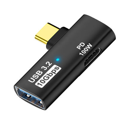 Picture of AreMe 2-in-1 USB C to USB 3.2 Adapter with 100W Charging Port, Thunderbolt 4/3 OTG Converter for Rog Ally, Steam Deck, Quest 2, iPhone 15 Series, iPad, MacBook and More Type C Device - Black