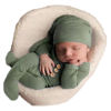 Picture of Fashion Newborn Boys Girls Baby Photo Shoot Props Outfits Crochet Clothes Long Tail Hat Pants Photography Props (grey-green)