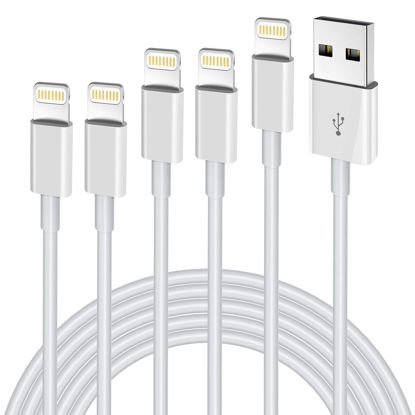 Picture of [Apple MFi Certified] Lightning Cable 5pack [3/3/6/6/10FT] Fast iPhone Charging Cord Compatible for iPhone 14/13 mini/13/12/11 Pro MAX/XR/XS/8/7/Plus/6S/SE/iPad