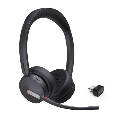 Picture of Yealink BH70 Wireless Bluetooth Headset with Microphone for Work, up to 35h Talking Battery Life, 3-Mic Noise Cancellation, 147g Lightweight Microsoft Teams Certified Headphone for Open Office, USB-C