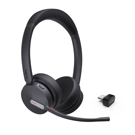 Picture of Yealink BH70 Wireless Bluetooth Headset with Microphone for Work, up to 35h Talking Battery Life, 3-Mic Noise Cancellation, 147g Lightweight Microsoft Teams Certified Headphone for Open Office, USB-C