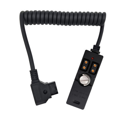 Picture of Chikoni D-tap Male to 3 Port Female Splitter Power Cable Hub Connector with C Type and Indicator Light Suitable for Anton Bauer V-Mount ARRI RED Camera TILTA Steadicam IDX Battery, for D-Tap outputs