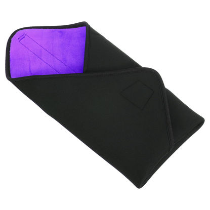 Picture of PATIKIL Camera Protective Wrap, 18"x18" Lens Wrap Cloth with Thick Protective Neoprene, Lens Pouch Bag with Hook and Loop for Lens, SLR, Black Purple