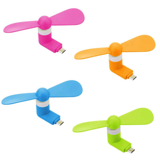 Picture of Mini Cell Phone Fan for Android Cellphones - 4 Pack Personal Portable Phone Fan for Type C USB C Port Smartphones, Small Travel Pocket Fans Plug in Mobile Phones Fast Cooling for Summer Outdoor