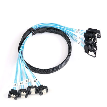 Picture of ADCAUDX SATA-III Cable:0.5M, 4Pcs/Set-SATA Cable 90-Degree Right-Angle SATA-Data Cable SAS/SATA-6Gbps Cable for Server-Raid Computer SDD HDD CD DVD Drives (1.6FT)