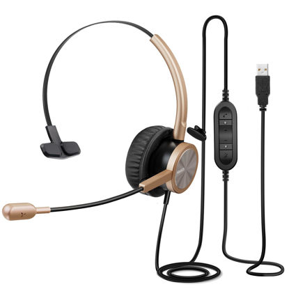 Picture of MAIRDI USB Headset with Microphone Noise Canceling for Teams Zoom, PC Headset with Mic for Laptop Remote Work Office Call Center Softphone Telephone, Dictation Headset for Dragon Naturelly Speaking
