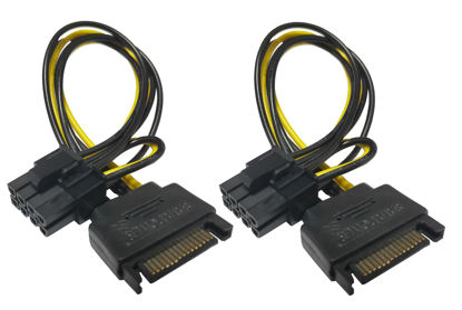 Picture of Traovien PCI Express Power Cable,15 Pin SATA Male to 8 Pin (6+2 Pin) PCI Express Female Video Card Power Adapter Cable(15CM/6inch 2Pcs)