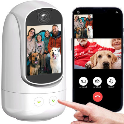 Picture of NBKsmart 2-Way Video/Audio Security Camera Screen WiFi AI Detection Puppy/Pet/Cat/Elderly/Dog Monitor Wireless Facetime Cam Voice Phone APP Sound Video Calling Devices for Grandparents,White