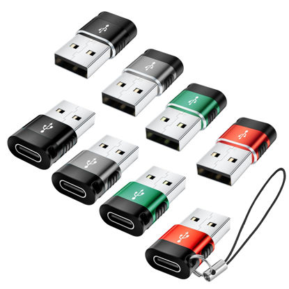Picture of BaseNew USB to USB C Adapter 8 Pack,USB A to USB C Adapter,USB C to USB Adapter,USB to C Adapter,USB C to A Adapter,USB to USB C Converter for iPhone 15 14 13 12,MacBook,iPad,4 Color