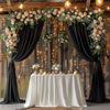Picture of HAEFOO 10x10ft Black Backdrop Curtains for Parties Wedding Baby Shower Curtain Backdrop for Birthday Stage Background Decorations Thick Polyester Fabric Black Drapes for Backdrop 5x10ft, 2 Panels