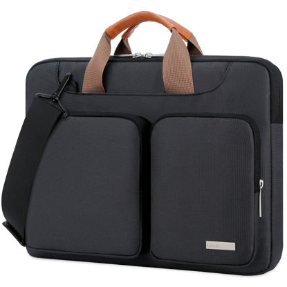 Picture of Lacdo 360° Protective Laptop Shoulder Bag, 16 inch Laptop Bag for 16 inch New MacBook Pro M4/M3/M2 /M1 Pro Max A3403 A3186 A2991 A2780 A2485 2024-2019, 15" Surface Laptop 7th Copilot+PC Computer,Black